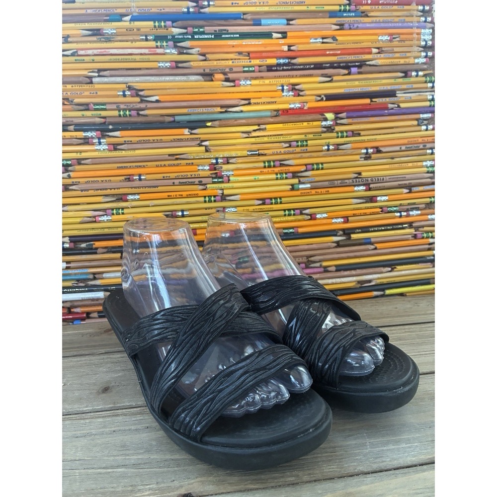 Crocs‎ Molalla II Black Rubber Wedge Heels Womens 9